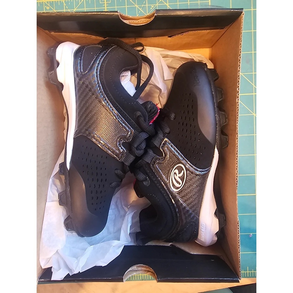 Rawlings Boys/Youth Stirrup II BGS Baseball Cleats - Black/White, Size 11
